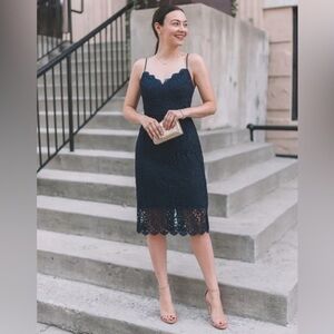 J. CREW Guipure Lace Spaghetti Strap navy blue  Dress size 2